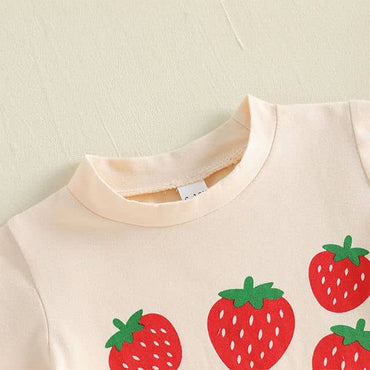 Short Sleeve Strawberry Striped Toddler Set Sets The Trendy Toddlers 