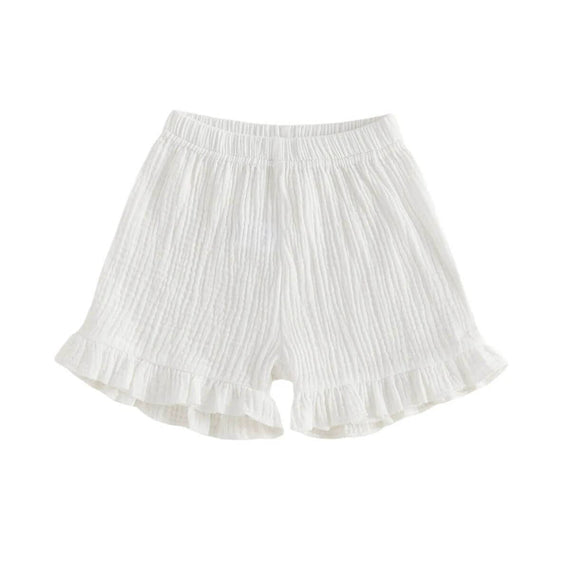 Solid Ruffled Toddler Shorts White 9-12 M