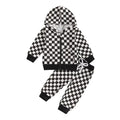 Long Sleeve Checkered Hoodie Toddler Set Black 9-12 M 