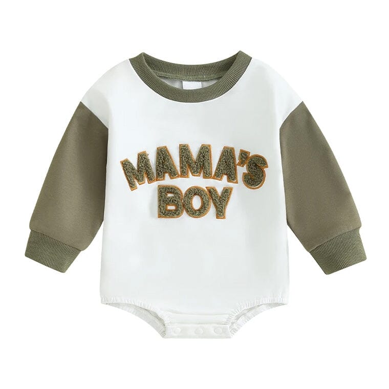 Long Sleeve Mama's Boy Baby Bodysuit Green 0-3 M 