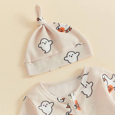 Long Sleeve Halloween Footed Waffle Baby Jumpsuit Jumpsuit The Trendy Toddlers 