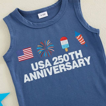 Sleeveless 250th Anniversary Baby Set Sets The Trendy Toddlers 