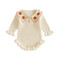 Vintage Lace Pumpkin Knit Baby Romper Beige 6-9 M