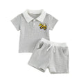 Short Sleeve Striped Collar Toddler Set Gray 12-18 M