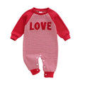 Long Sleeve Striped Love Baby Jumpsuit Jumpsuit The Trendy Toddlers Red 0-3 M 