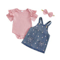 Valentine's Day Denim Baby Set Pink 0-3 M