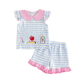 Striped Collar Back To School Toddler Set Sets The Trendy Toddlers Pink 2T 