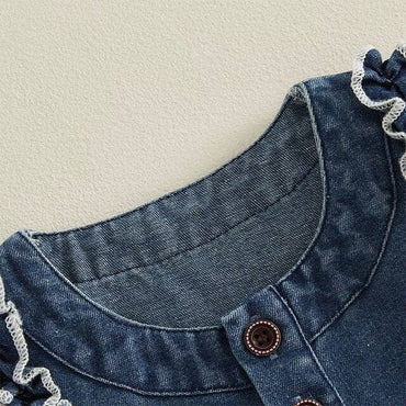 Sleeveless Denim Ruffles Toddler Dress