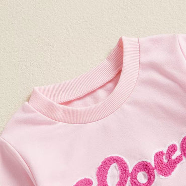 Long Sleeve Pink Love Skirt Toddler Set