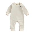 Long Sleeve Solid Waffle Baby Jumpsuit Beige 0-3 M 