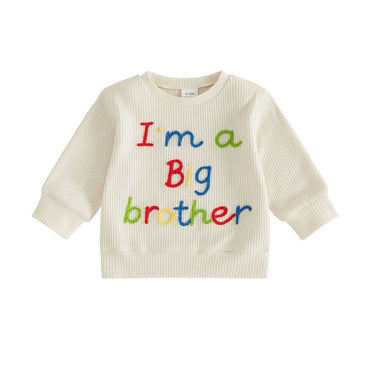 Big Brother Colorful Waffle Toddler Sweatshirt Beige 9-12 M
