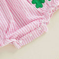 Short Sleeve Striped Lucky Charm Baby Romper Rompers The Trendy Toddlers 