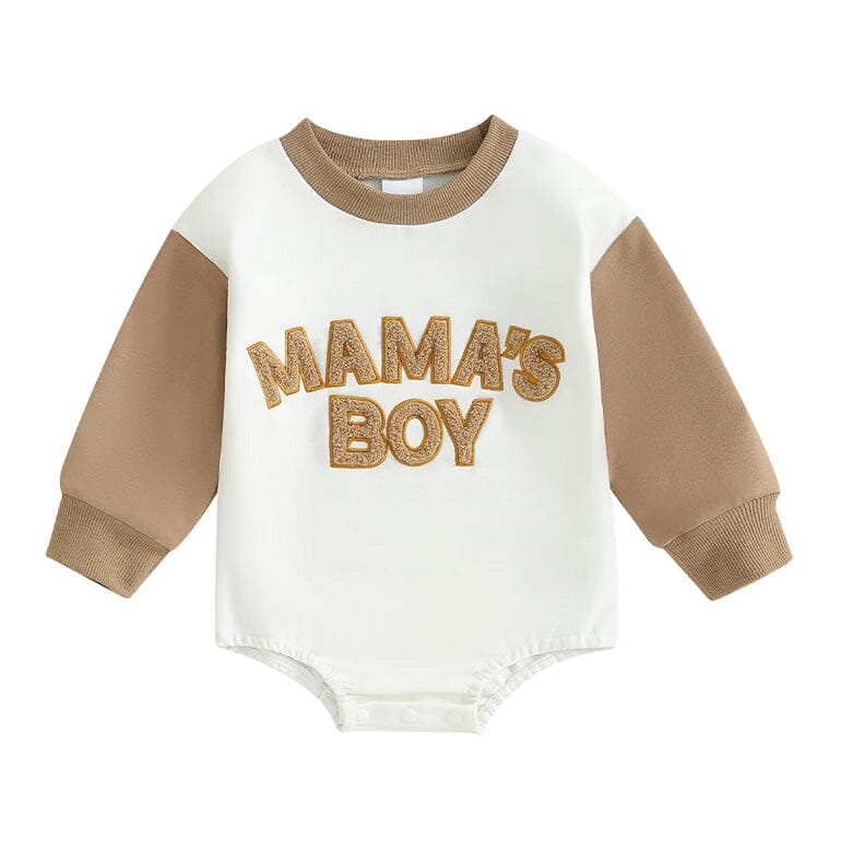 Long Sleeve Mama's Boy Baby Bodysuit Khaki 0-3 M 