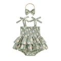 Daisy Ruffled Baby Romper Green 0-3 M