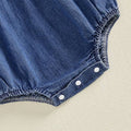 Long Sleeve Denim Bow Baby Romper Rompers The Trendy Toddlers 