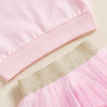 Long Sleeve Pink Love Skirt Toddler Set