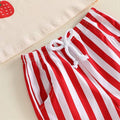 Short Sleeve Strawberry Striped Toddler Set