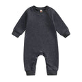 Long Sleeve Solid Waffle Baby Jumpsuit Black 0-3 M 