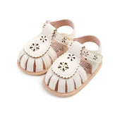 Solid Floral Cutout Baby Sandals White 1