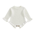 Long Sleeve Solid Knit Baby Romper White 0-3 M