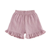 Solid Ruffled Toddler Shorts Purple 9-12 M
