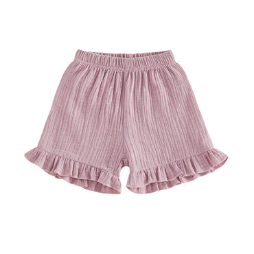 Solid Ruffled Toddler Shorts Purple 9-12 M