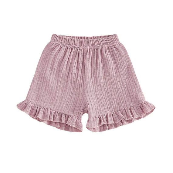 Solid Ruffled Toddler Shorts Purple 9-12 M