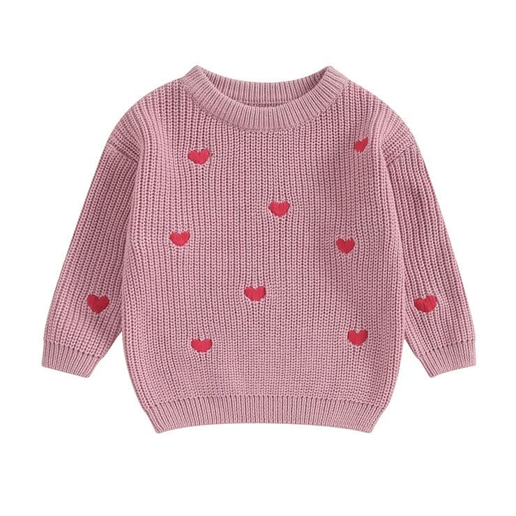 Hearts Knitted Baby Sweater Purple 0-3 M 