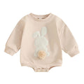 Long Sleeve Fluffy Bunny Baby Bodysuit Beige 3-6 M 