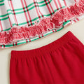 Long Sleeve Plaid Ruffled Christmas Baby Set