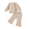 Long Sleeve Flared Pants Toddler Set Beige 9-12 M