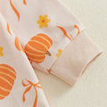 Long Sleeve Pumpkin Bow Baby Romper