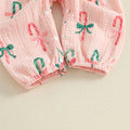 Long Sleeve Pink Candy Cane Baby Jumpsuit