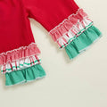Long Sleeve Plaid Ruffled Christmas Baby Set