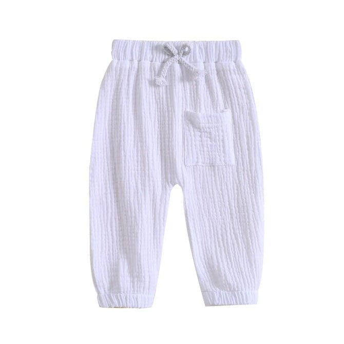 Solid Muslin Baby Pants Pants The Trendy Toddlers White 18-24 M 