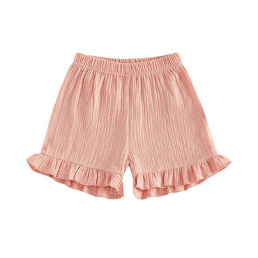 Solid Ruffled Toddler Shorts Pink 9-12 M