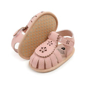 Solid Floral Cutout Baby Sandals