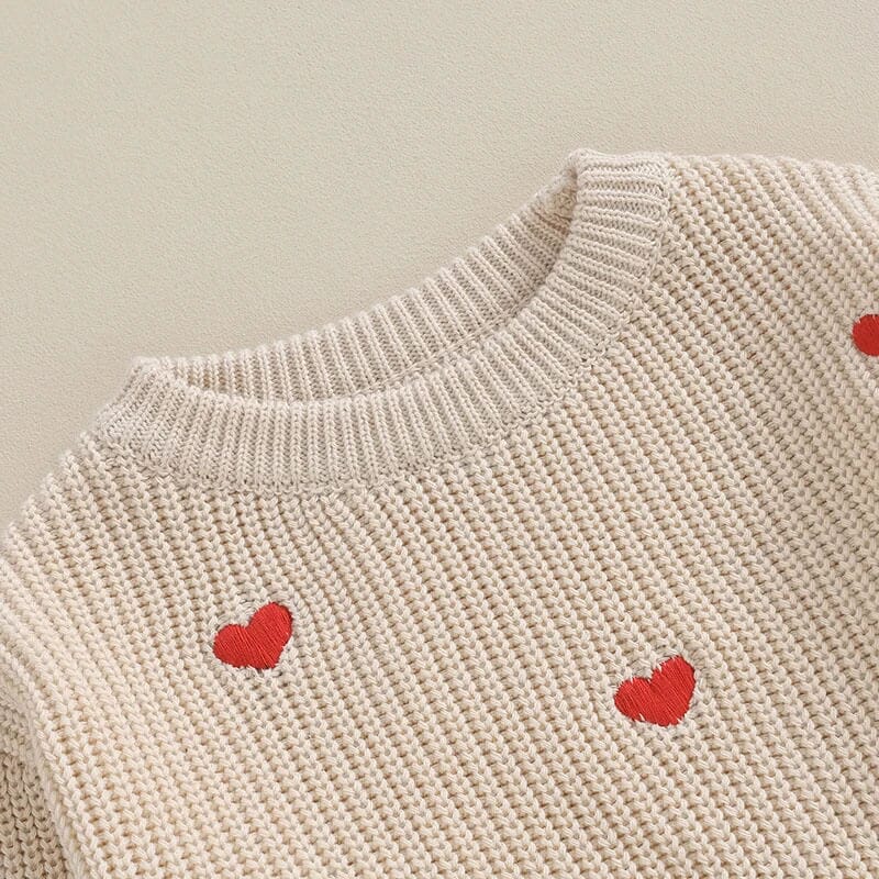 Hearts Knitted Baby Sweater   