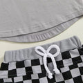 Short Sleeve Checkered Shorts Baby Set