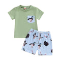 Short Sleeve Duck Pocket Toddler Set Green 9-12 M