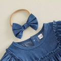Puff Sleeve Denim Baby Romper