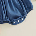 Puff Sleeve Denim Baby Romper