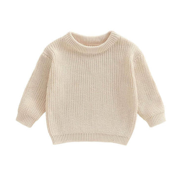 Long Sleeve Beige Knit Baby Sweater