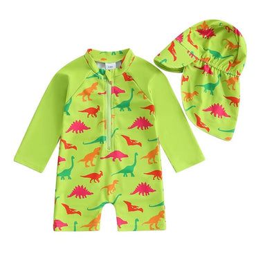 Long Sleeve Zipper Baby Swimsuit Green 0-3 M