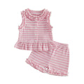 Sleeveless Ruffle Striped Toddler Set Sets The Trendy Toddlers Pink 9-12 M 