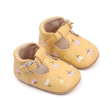 Floral Buckle Baby Shoes Yellow 1 