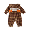 Long Sleeve Thanksgiving Plaid Baby Jumpsuit Jumpsuit The Trendy Toddlers Brown 0-3 M 