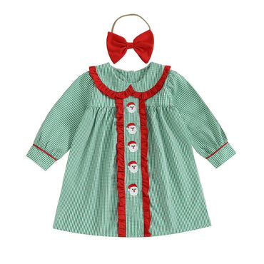 Long Sleeve Collar Christmas Toddler Dress