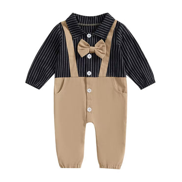 Long Sleeve Striped Gentleman Baby Jumpsuit