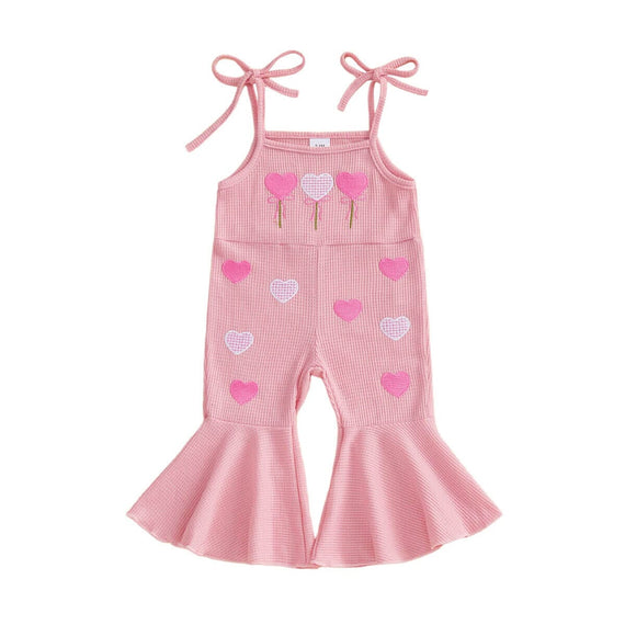 Tie-Up Balloon Heart Flared Toddler Jumpsuit